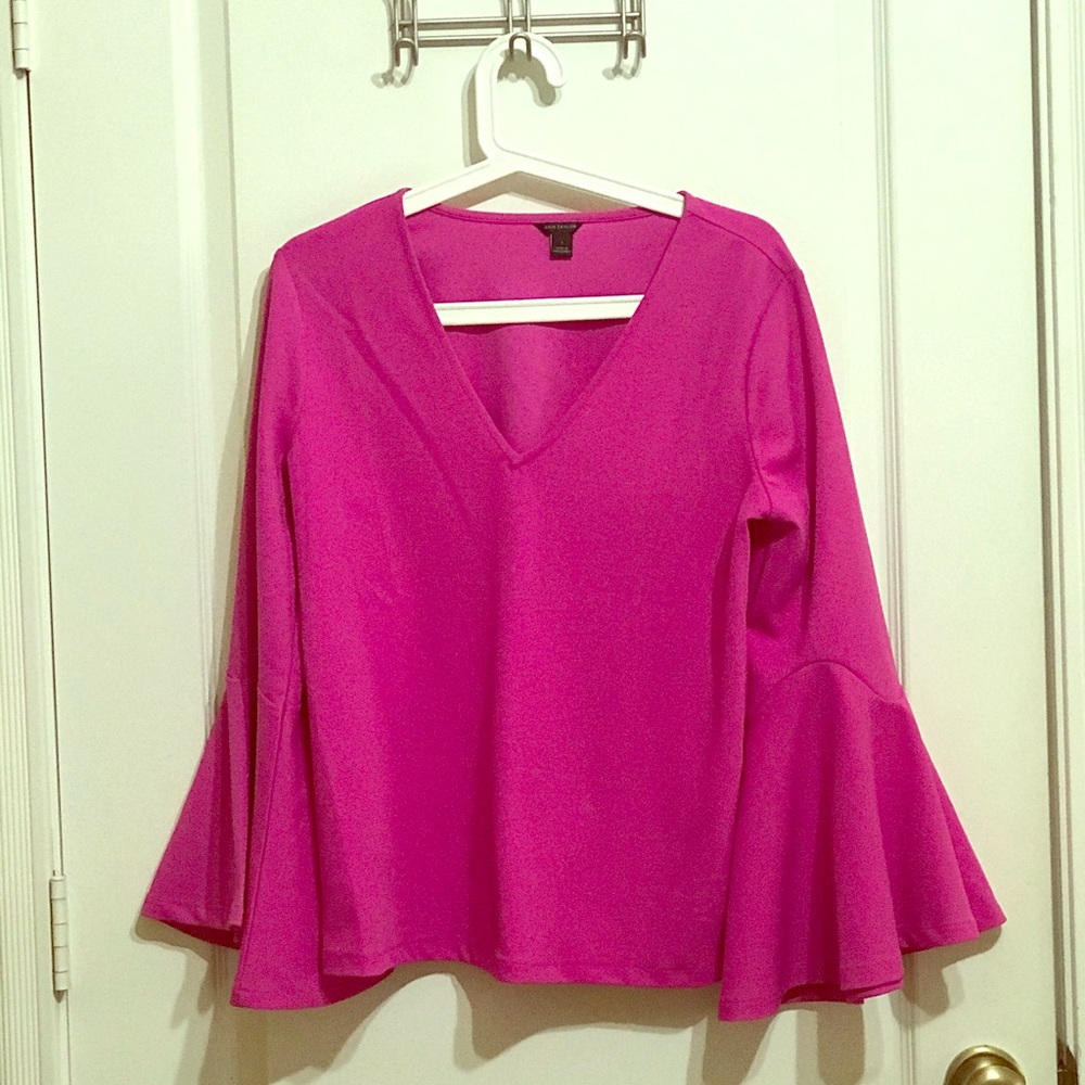 Ann Taylor Ss S Pink Bell Sleeve Work Top